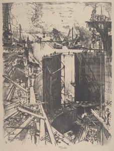La porte de garde, écluse de Gatun - Joseph Pennell