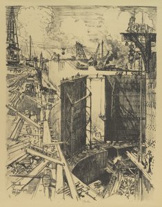 La Porte de Garde, Écluse de Gatun, 1912 - Joseph Pennell