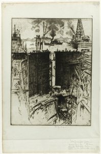 La porte de garde, écluse de Gatun, Panama - Joseph Pennell