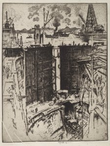 La Porte de Garde, Écluse de Gatun, Panama, 1912 - Joseph Pennell