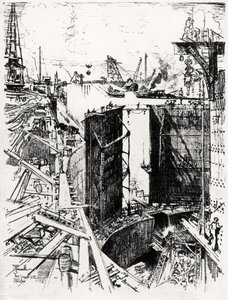 La porte de garde à Gatun, planche V de Le canal de Panama par Joseph Pennell, 1912 - Joseph Pennell