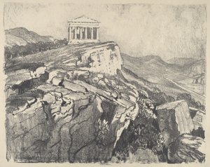 Le Temple de la Concorde sur le mur, Girgenti - Joseph Pennell