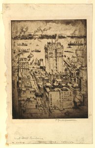 Le Bâtiment de West Street depuis le Singer Building - Joseph Pennell