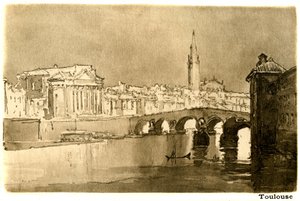 Toulouse, la Garonne. Gravure d