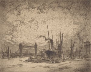 Tower Bridge, Soir, 1905 - Joseph Pennell