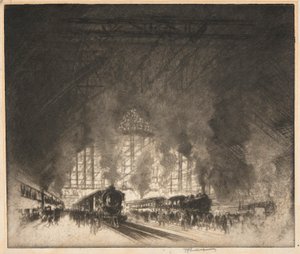 Trains qui viennent et trains qui partent - Joseph Pennell