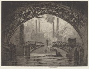 Sous les ponts, Chicago - Joseph Pennell