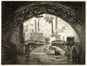 Sous les ponts, Chicago - Joseph Pennell
