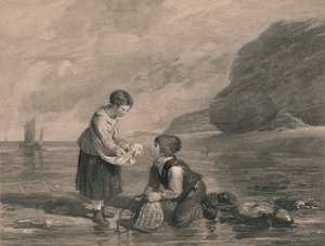 Jeunes pêcheurs de crevettes, début du 19ème siècle - Joseph Phelps