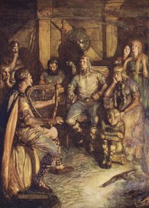 Le ménestrel chante les exploits de Beowulf