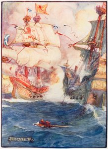 Combat naval entre les Écossais et les Anglais - Joseph Ratcliffe Skelton