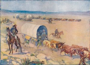Les chariots de bœufs avançaient lentement sur les plaines ondulées, vers 1908, vers 1920 - Joseph Ratcliffe Skelton