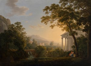 Paysage idéal avec bâtiments de temple