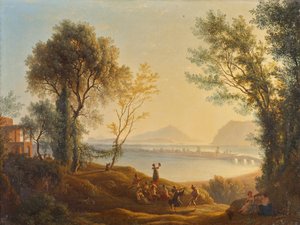 Paysage italien au coucher du soleil - Joseph Rebell