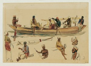 Étude de bateaux et de marins à Ceylan
