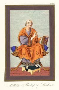 Aldhelm, évêque de Sherborn c.639-709 (gravure) - Joseph Strutt