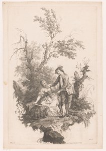 Homme et femme avec un panier de volaille - Joseph Wagner (possibly)