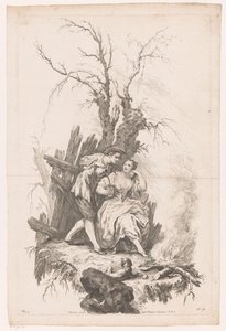 Homme et femme avec un chien près d