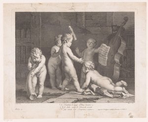 Cinq enfants jouant de la musique