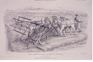 Machine à moissonner améliorée de Bell par Crosskill, vers 1840