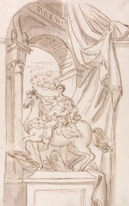 Étude de la statue de Charlemagne par Agostino Cornacchini, Basilique Saint-Pierre, Rome - Joseph Wilton