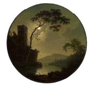 Lac avec château sur une colline - Joseph Wright of Derby