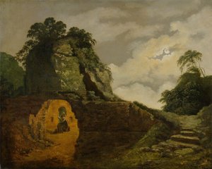 Le tombeau de Virgile au clair de lune, avec Silius Italicus - Joseph Wright of Derby