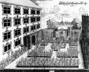 Conception pour le jardin de Furttenbach à Ulm, de Architectura Privata, gravé par Jonas Arnold, publié en 1641 - Joseph after Furttenbach