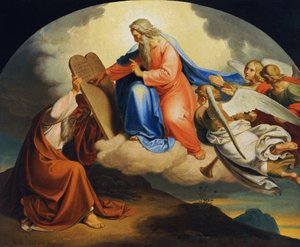 Dieu écrit les dix commandements à Moïse sur le mont Sinaï - Joseph von Fuhrich