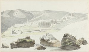 Paysage et vue de ville près de Tivoli - Josephus Augustus Knip