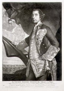 Portrait de Sir George Brydges Rodney (1719-92) Amiral du Blanc, gravé par William Dickinson (1746-1823) publié par Carington Bowles (fl.1744-93) - Joshua (after) Reynolds