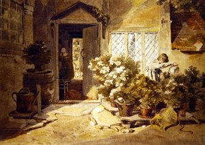 Une cour de cottage - Joshua Cristall
