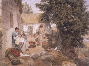 Cottages près de Symonds Yat avec des personnages de campagne - Joshua Cristall