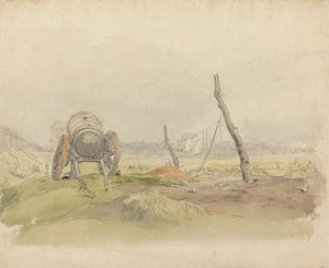 Paysage avec charrette à eau et corde à linge - Joshua Cristall