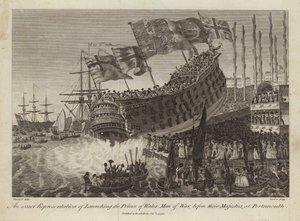 Lancement du Prince de Galles, navire de guerre, devant leurs Majestés à Portsmouth - Joshua Cristall