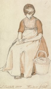 Fille assise avec un panier - Joshua Cristall