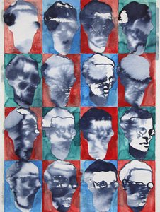 Grille de visages abstraits
