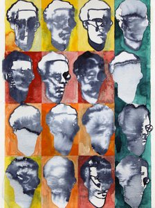 Grille de visages abstraits