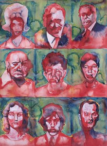 Neuf visages expressifs