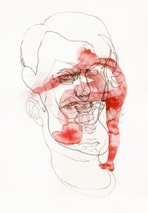 Visage abstrait rouge - Joshua Hoskins