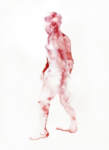Personnage marchant rouge