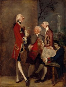 Karikatur von Thomas Brudenell, Baron Bruce, dem ehrenwerten John Ward, Joseph Leeson, später 2. Earl of Milltown, und Joseph Henry von Shafford