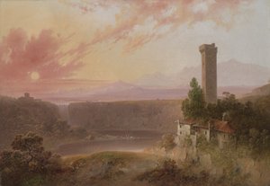 Vue du lac de Nemi au coucher du soleil - Joshua H. Shaw