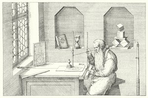 Orfèvre allemand, artiste et graveur Wenzel Jamnitzer dans son atelier