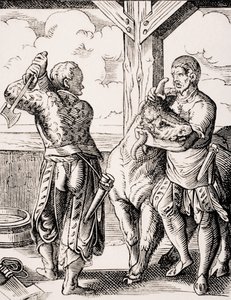 Le Boucher et son assistant, reproduction d