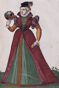 Noble femme de Ferrare, gravure de "Habitus praecipuorum popularum" - Jost Amman