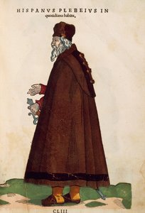 Homme espagnol portant des vêtements de tous les jours, du Habitus Praecipuorum Popularum, gravure