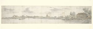 Vue panoramique du château Ooij et de la maison de péage, Brabant-Septentrional - Josua de Grave
