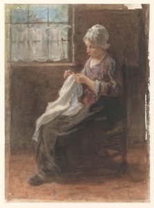 La petite couturière - Jozef Israëls (signed by artist)