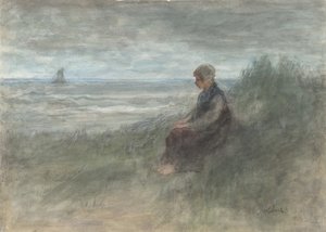 Fille dans les Dunes, milieu du 19e-début du 20e siècle - Jozef Israëls